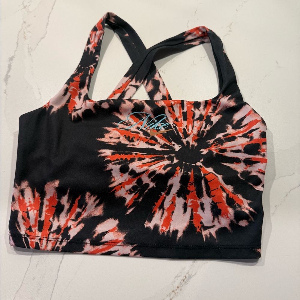 LAST DAY SALE - Nike Black and Orange Tie-Dye Sports Bra
